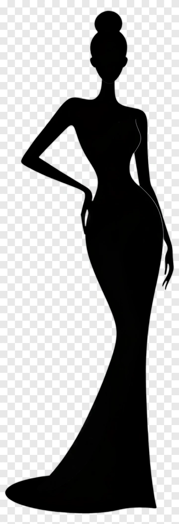 Silhouette Of A Woman In A Long Dress PNG