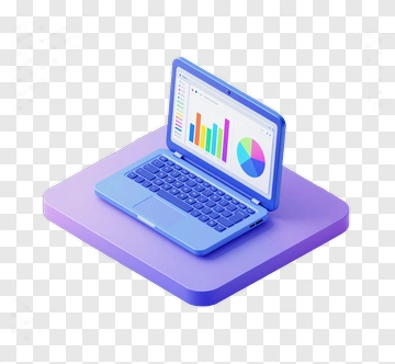 3D Laptop Displaying Graphs And Charts PNG