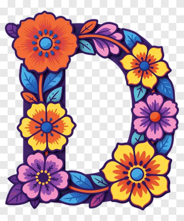 Colorful Floral Letter D PNG