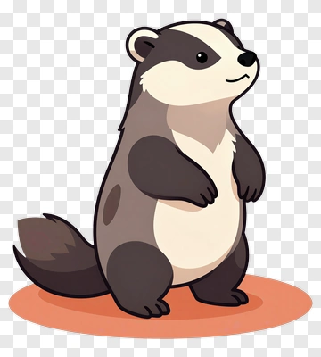 Cartoon Badger Standing On A Ground PNG