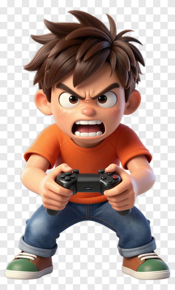 Angry Boy Playing Video Game PNG