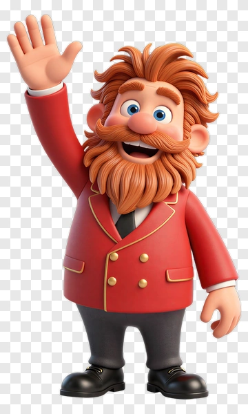 Cartoon Man Waving In A Red Suit PNG