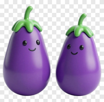 Cartoon Eggplants With Smiling Faces PNG