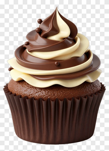 Chocolate Cupcake With Swirled Frosting PNG