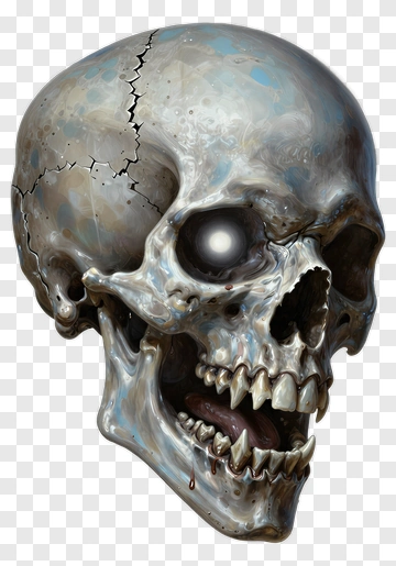 Realistic Skull With Cracks And Blood PNG