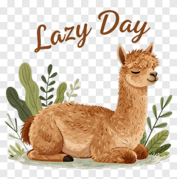 Cartoon Alpaca On A Lazy Day PNG