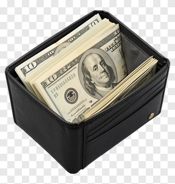 Black Wallet Filled With Cash PNG
