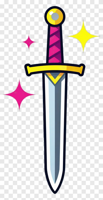 Cartoon Sword With Sparkles PNG