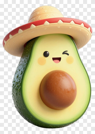 3D Avocado Wearing A Sombrero PNG