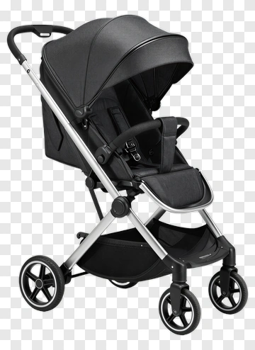 Black Baby Stroller With Canopy PNG