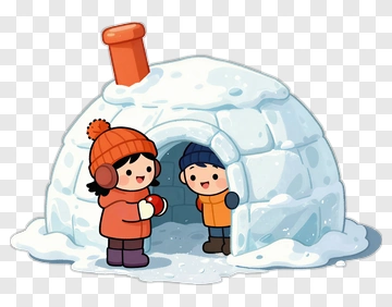 Children Playing Outside An Igloo PNG