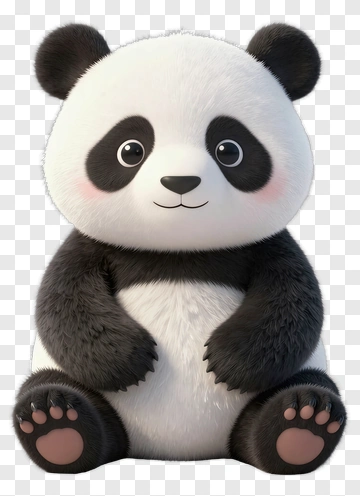 Cute Cartoon Panda Sitting PNG