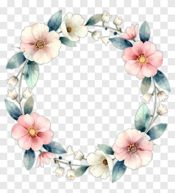 Watercolor Floral Wreath PNG