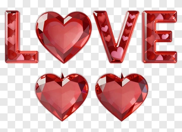 Red Love Hearts And Letters PNG