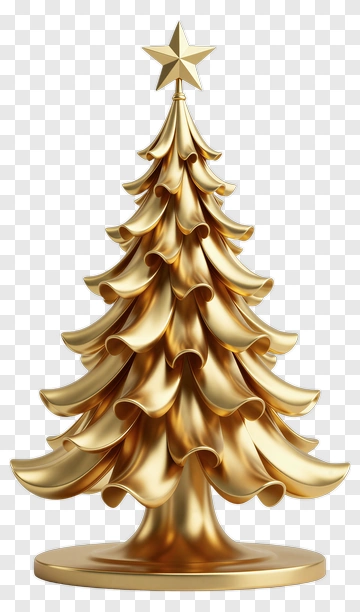 Golden Christmas Tree PNG