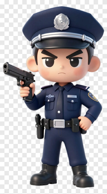 Cartoon Police Officer Holding A Gun PNG