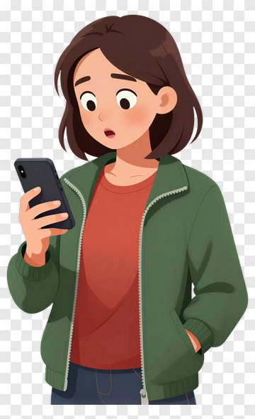 Surprised Woman Looking At Phone PNG