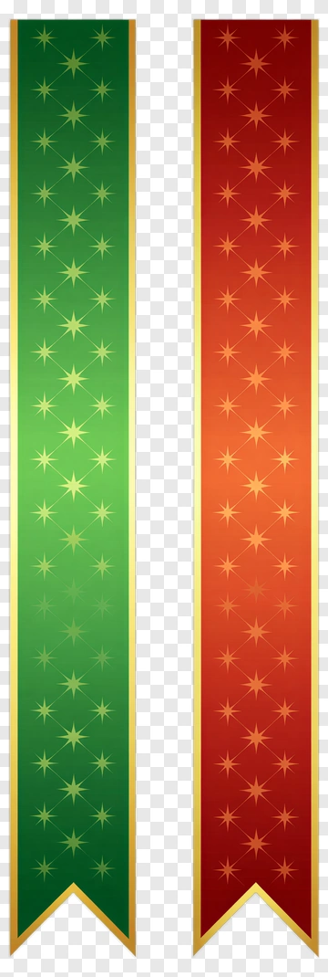 Green And Red Christmas Ribbons With Stars PNG