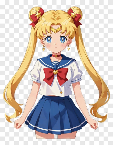 Anime Character With Long Blonde Hair And Sailor Uniform PNG