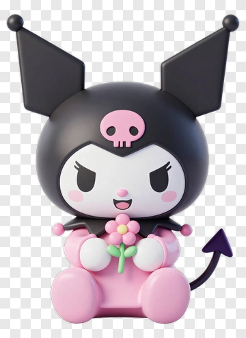 Cute Devil Character Holding A Flower PNG