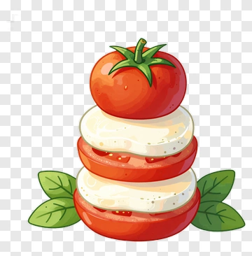 Stacked Tomato And Cheese With Leaves PNG