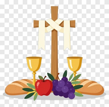 Communion Elements With Cross And Bread PNG