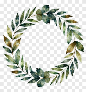 Watercolor Leaf Wreath PNG