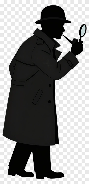 Detective Silhouette With Magnifying Glass PNG