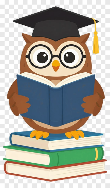 Cartoon Owl Holding A Book PNG