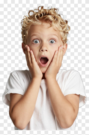Surprised Boy With Curly Hair PNG