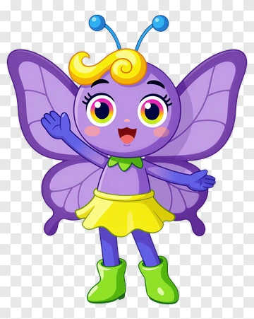 Cartoon Butterfly Character Waving PNG