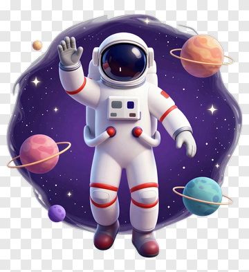 3D Astronaut Waving In Space PNG