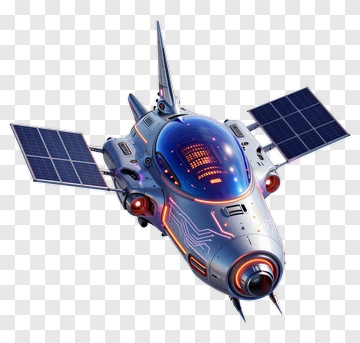 Futuristic Spacecraft With Solar Panels PNG