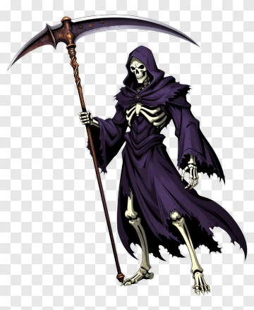 Cartoon Grim Reaper Holding A Scythe PNG