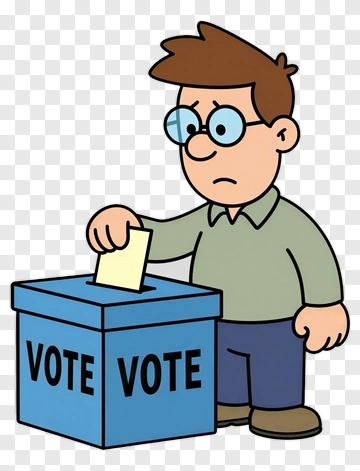 Cartoon Man Voting In A Ballot Box PNG