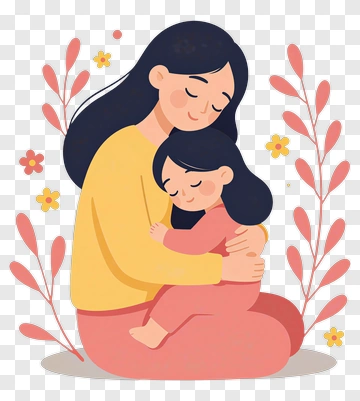 Happy Mother Embracing Her Child PNG