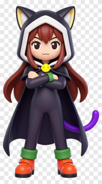 Cartoon Girl In Cat Costume PNG