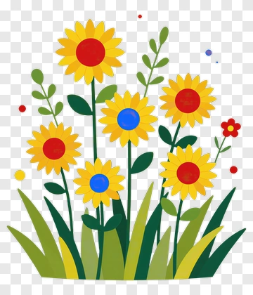 Colorful Sunflower Bouquet PNG