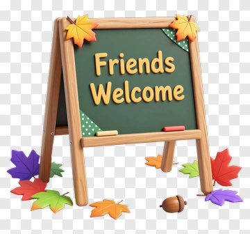 Welcome Sign With Autumn Leaves PNG