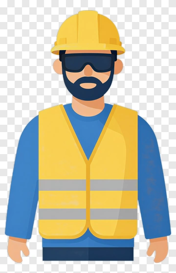 Construction Worker Wearing Safety Gear PNG