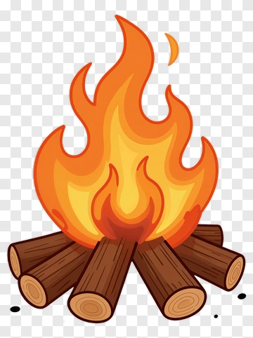 Cartoon Campfire With Flames PNG