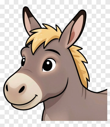 Cartoon Donkey Head With Blonde Mane PNG