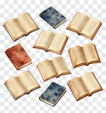 Stack Of Open Books PNG
