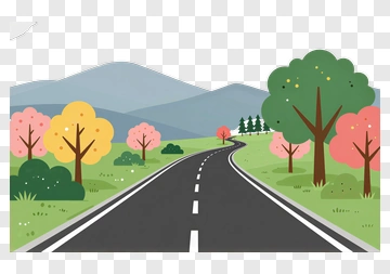 Scenic Road Through A Colorful Landscape PNG