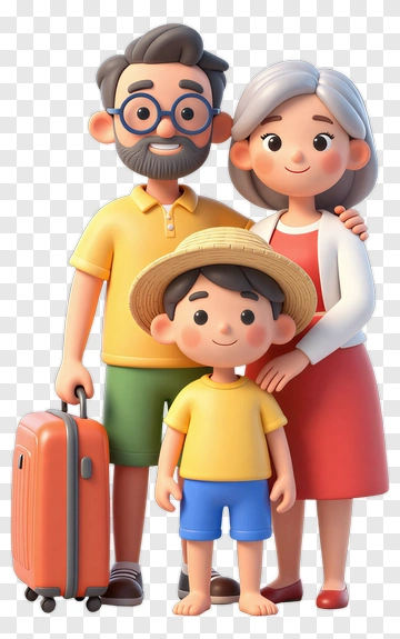 Happy Family Traveling Together PNG