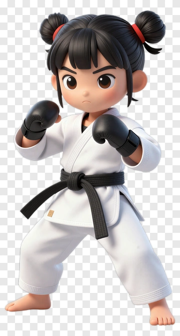 Cartoon Karate Girl In White Gi PNG