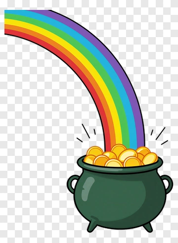 Pot Of Gold Under A Rainbow PNG