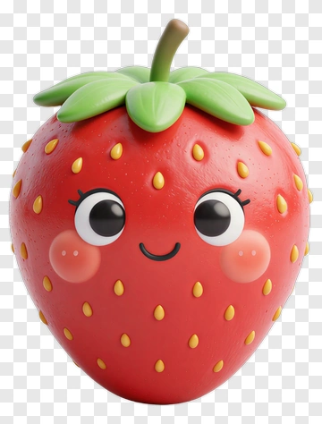 Cartoon Strawberry With A Happy Face PNG