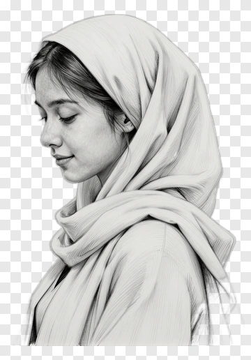 Sketch Of A Woman Wearing A Headscarf PNG