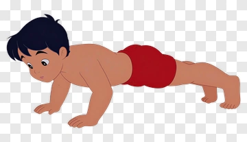 Cartoon Boy Doing Push-Ups PNG